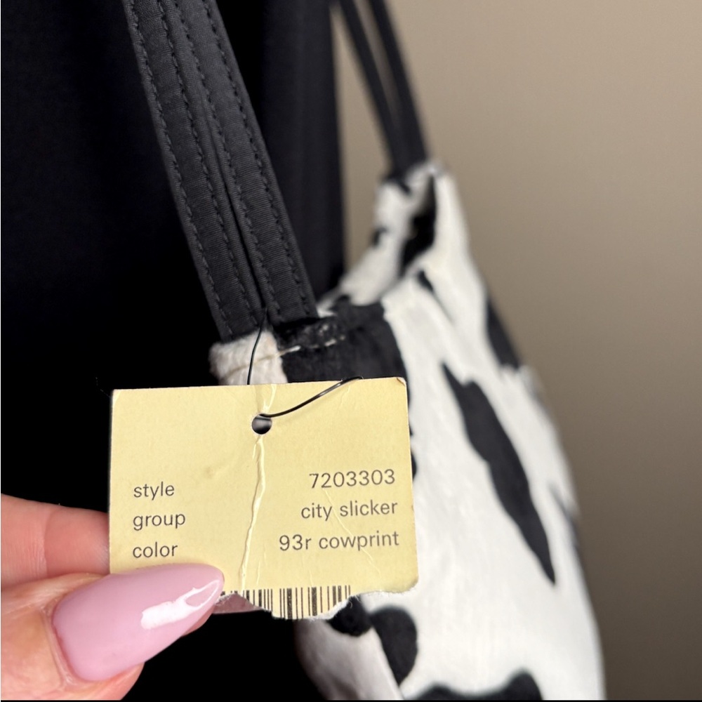 Esprit Vintage White Cow Print Faux Fur Purse Shoulder Bag Zip Closure Rare Y2K - Picture 15 of 17